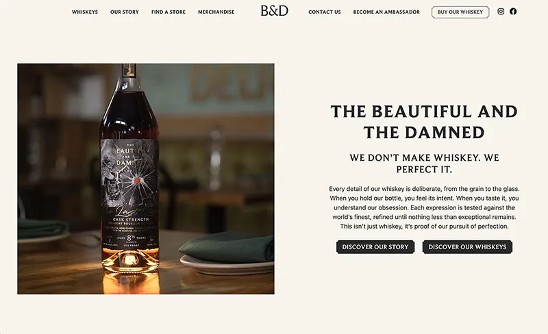 The Beautiful & The Damned Whiskey website